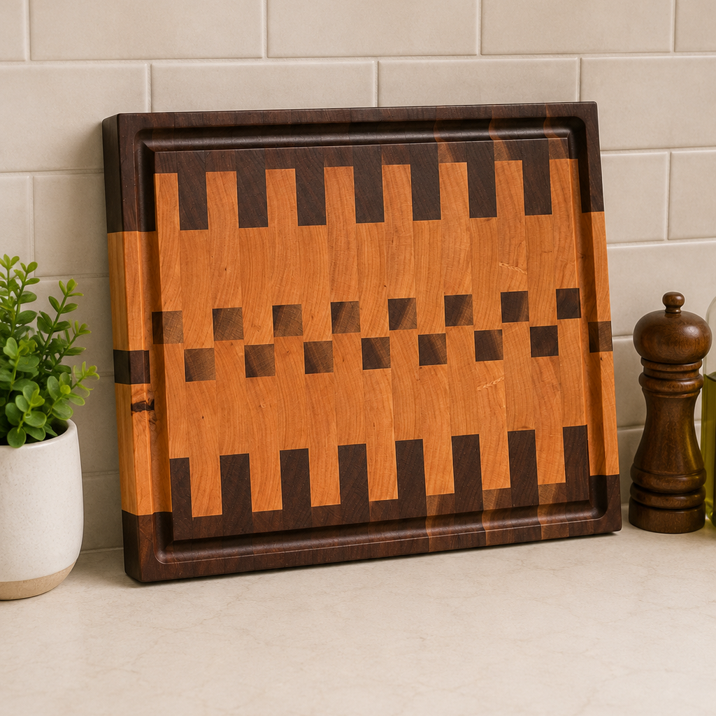 End Grain Black Walnut and Cherry Cutting Board