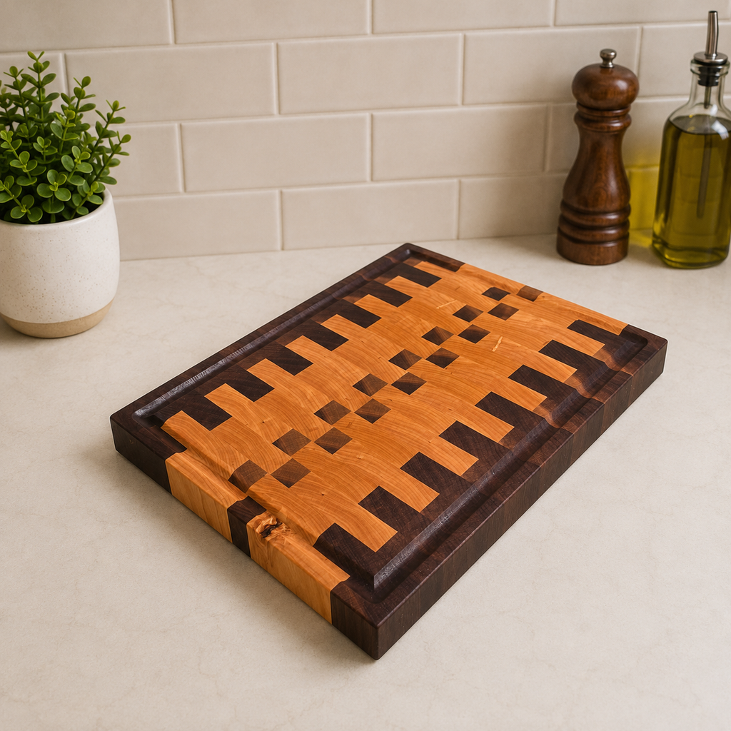 End Grain Black Walnut and Cherry Cutting Board