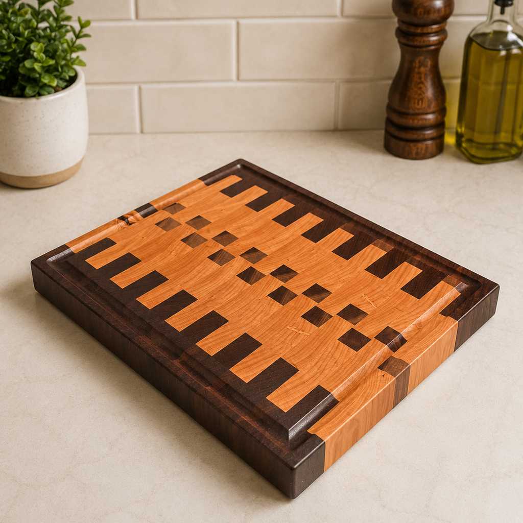 End Grain Black Walnut and Cherry Cutting Board
