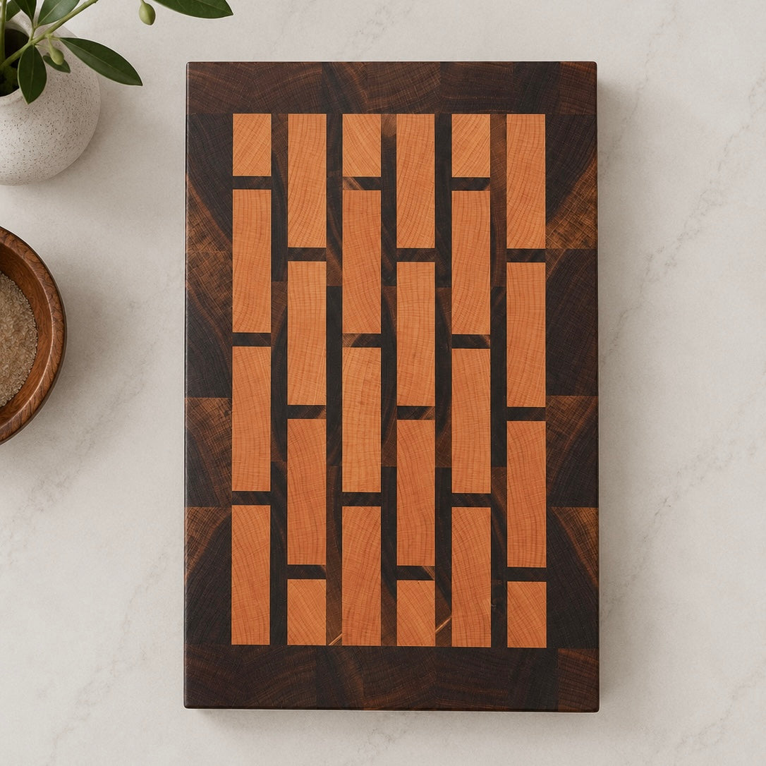 End Grain Brick Pattern Cutting Board 13.5x9.25