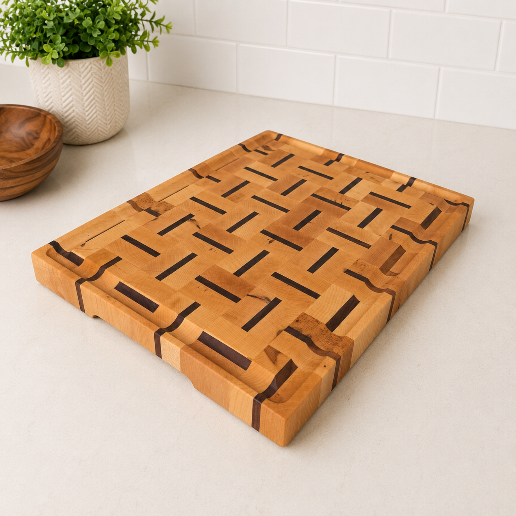 End Grain Basket Weave Cutting Board 12”x16”