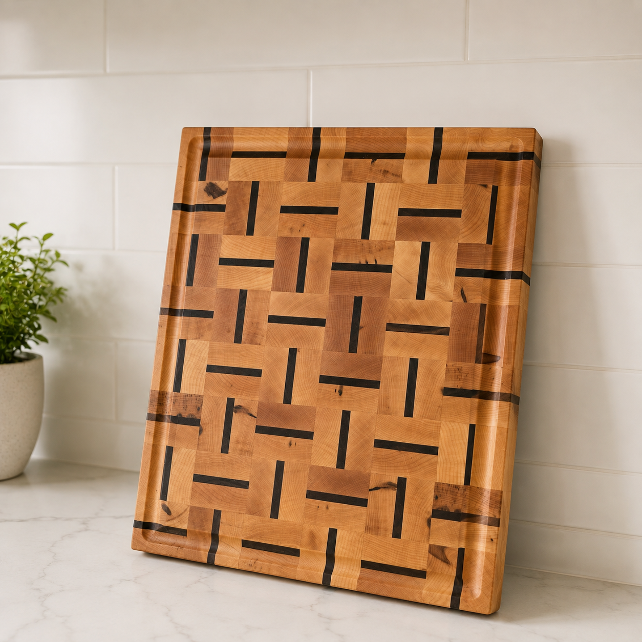 End Grain Basket Weave Cutting Board 12”x16”