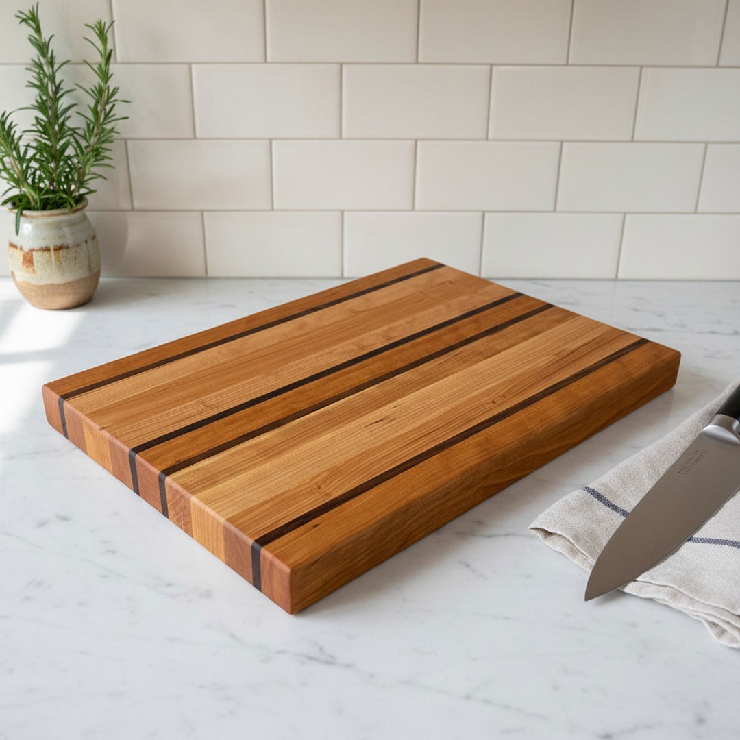 Edge Grain Cutting Board| Cherry with Walnut